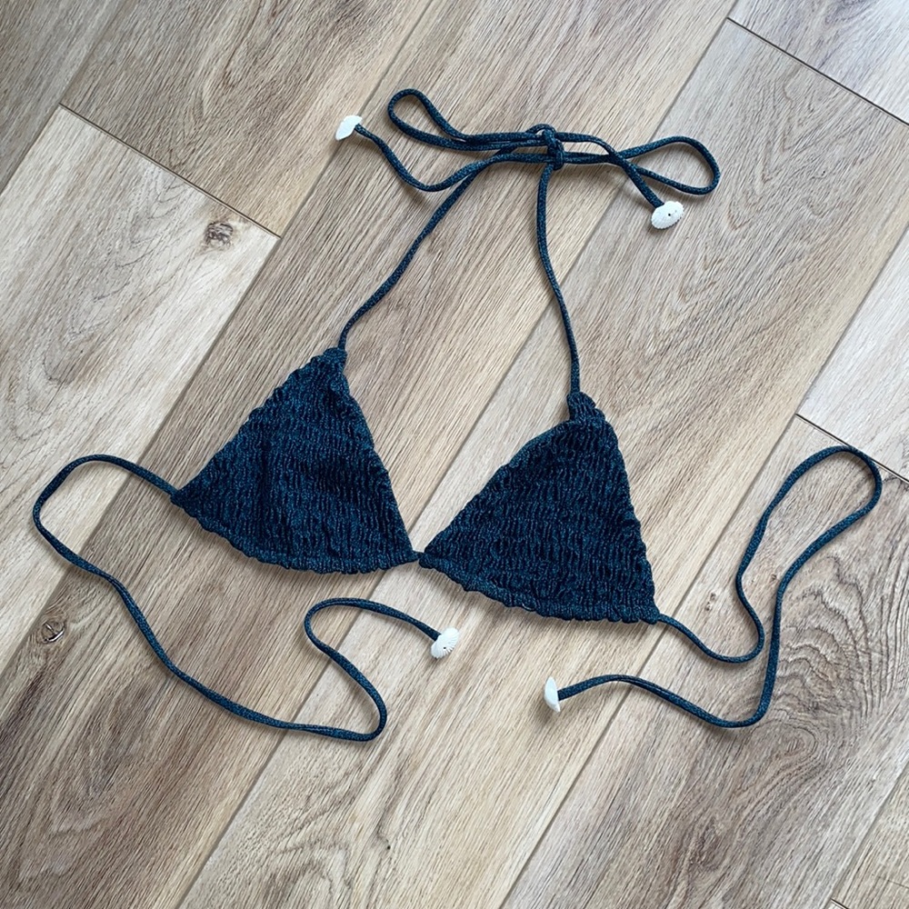Tori Praver Smocked Animal Print Teal Bikini M